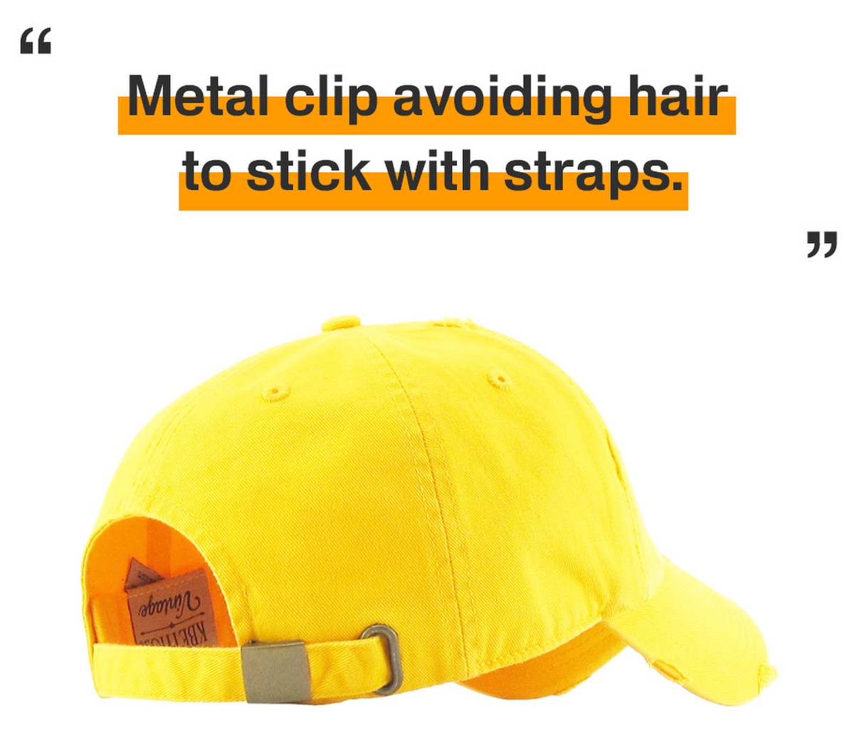 Yellow Distressed Vintage Baseball Cap Back Side View